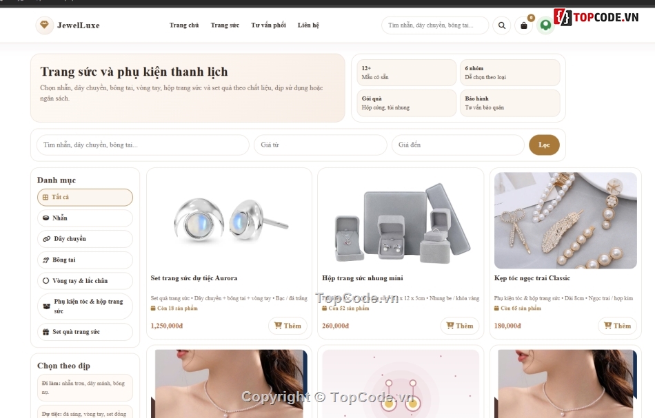 Jewel,web bán trang sức,web trang sức
